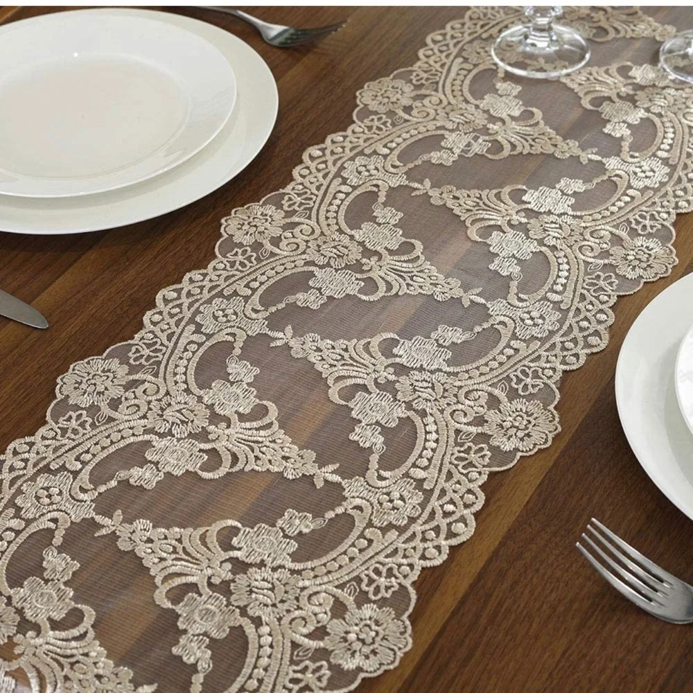 Lace Table Runner Macrame Flower Vintage Shabby Chic Wedding Holiday 10 x 70 In - Picture 4 of 10